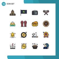 16 Thematic Vector Flat Color Filled Lines and Editable Symbols of document box photo inbox stick Editable Creative Vector Design Elements