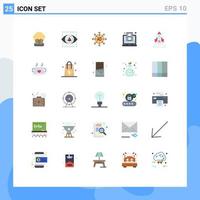 Universal Icon Symbols Group of 25 Modern Flat Colors of spaceship video tutorials advertising study learning Editable Vector Design Elements