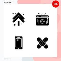 paquete de vectores de 4 iconos en un paquete de glifos creativos de estilo sólido aislado en fondo blanco para web y móvil
