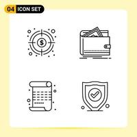 4 Creative Icons for Modern website design and responsive mobile apps 4 Outline Symbols Signs on White Background 4 Icon Pack vector