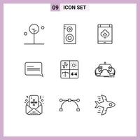 Outline Pack of 9 Universal Symbols of development audio cloud message chat Editable Vector Design Elements