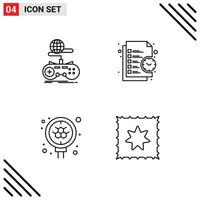 Stock Vector Icon Pack of 4 Line Signs and Symbols for game time multiplayer list molecule Editable Vector Design Elements