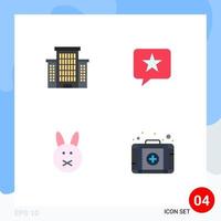 User Interface Pack of 4 Basic Flat Icons of building rabbit chat star first Editable Vector Design Elements