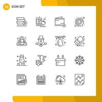 Set of 16 Modern UI Icons Symbols Signs for space astronomy apple sun money Editable Vector Design Elements