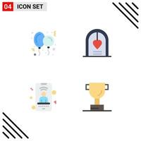 Modern Set of 4 Flat Icons and symbols such as balloon mobile toy love signal Editable Vector Design Elements