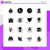 Universal Icon Symbols Group of 16 Modern Solid Glyphs of broker student arrow girl music Editable Vector Design Elements