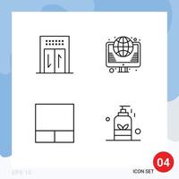 Group of 4 Filledline Flat Colors Signs and Symbols for elevator layout globe web massage Editable Vector Design Elements