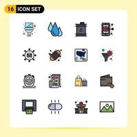 Universal Icon Symbols Group of 16 Modern Flat Color Filled Lines of mail smartphone study target oil Editable Creative Vector Design Elements