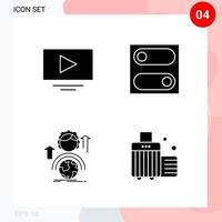 Vector Pack of 4 Icons in Solid Style Creative Glyph Pack isolated on White Background for Web and Mobile