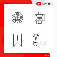 Creative Set of 4 Universal Outline Icons isolated on White Background vector