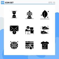 Modern 9 solid style icons Glyph Symbols for general use Creative Solid Icon Sign Isolated on White Background 9 Icons Pack vector