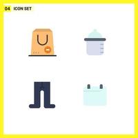 Pictogram Set of 4 Simple Flat Icons of commerce clothes package bottle calender Editable Vector Design Elements