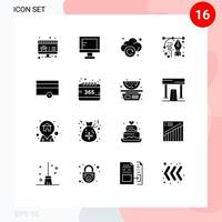 conjunto de 16 iconos de interfaz de usuario modernos símbolos signos para dinero lápiz actualizar pluma diseño elementos de diseño vectorial editables vector