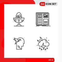 Creative Set of 4 Universal Outline Icons isolated on White Background vector