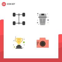 conjunto moderno de 4 iconos y símbolos planos, como el trofeo del automóvil, elementos de diseño vectorial editables de imágenes de basura vector