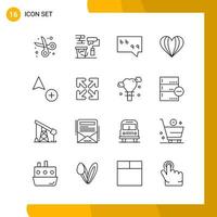 16 Icon Set Line Style Icon Pack Outline Symbols isolated on White Backgound for Responsive Website Designing vector