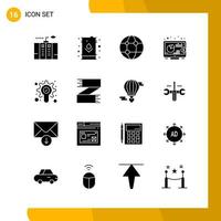 16 Icon Set Solid Style Icon Pack Glyph Symbols isolated on White Backgound for Responsive Website Designing vector