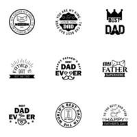 9 Black Happy Fathers Day Design Collection A set of twelve brown colored vintage style Fathers Day Designs on light background Editable Vector Design Elements