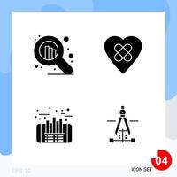 Modern Pack of 4 Icons Solid Glyph Symbols isolated on White Backgound for Website designing vector