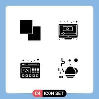 Set of 4 Modern UI Icons Symbols Signs for copy web computer youtube tea Editable Vector Design Elements