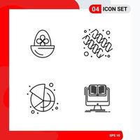 Creative Set of 4 Universal Outline Icons isolated on White Background vector