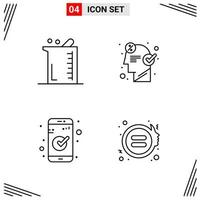 4 Icons Line Style Grid Based Creative Outline Symbols for Website Design Simple Line Icon Signs Isolated on White Background 4 Icon Set vector