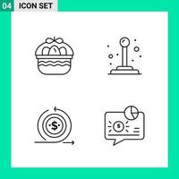 paquete de 4 iconos de estilo de línea establece símbolos de esquema para imprimir signos creativos aislados en fondo blanco 4 conjunto de iconos vector