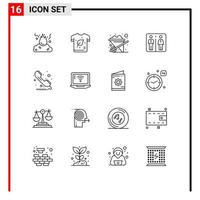 Set of 16 Modern UI Icons Symbols Signs for call machine energy elevator wheelbarrow Editable Vector Design Elements