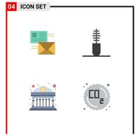 Group of 4 Modern Flat Icons Set for mailing mascara mail accessories banking Editable Vector Design Elements