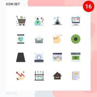 16 User Interface Flat Color Pack of modern Signs and Symbols of app online fragrance media tutorials Editable Pack of Creative Vector Design Elements