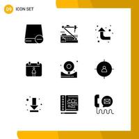 9 Thematic Vector Solid Glyphs and Editable Symbols of bell alarm robot female left Editable Vector Design Elements