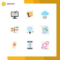 Group of 9 Modern Flat Colors Set for ideas education cloud storage servers Editable Vector Design Elements