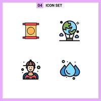 Universal Icon Symbols Group of 4 Modern Filledline Flat Colors of scroll man chinese fly plumber Editable Vector Design Elements