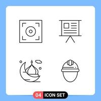 4 Line Black Icon Pack Outline Symbols for Mobile Apps isolated on white background 4 Icons Set vector