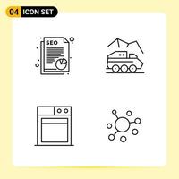 4 Creative Icons for Modern website design and responsive mobile apps 4 Outline Symbols Signs on White Background 4 Icon Pack vector