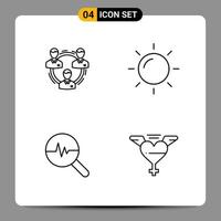 4 Black Icon Pack Outline Symbols Signs for Responsive designs on white background 4 Icons Set vector