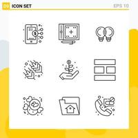 colección de 9 iconos de línea universal conjunto de iconos para web y móvil vector