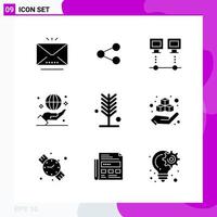 Solid Icon set Pack of 9 Glyph Icons isolated on White Background for Web Print and Mobile vector