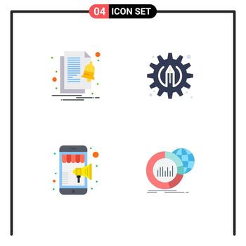 Flat Icon Pack of 4 Universal Symbols of alert shopping notify pencil big Editable Vector Design Elements