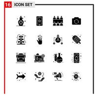 Universal Icon Symbols Group of 16 Modern Solid Glyphs of park ui ireland basic camera Editable Vector Design Elements