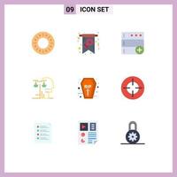 Universal Icon Symbols Group of 9 Modern Flat Colors of halloween law base judgment court Editable Vector Design Elements