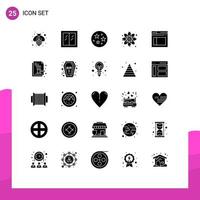 Pack of 25 creative Solid Glyphs of website secure space page molecule Editable Vector Design Elements