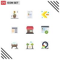 Group of 9 Flat Colors Signs and Symbols for store ui business basic document Editable Vector Design Elements