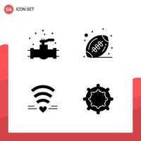 Pack of 4 Universal Glyph Icons for Print Media on White Background vector