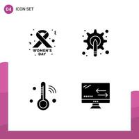 Universal Icon Symbols Group of 4 Modern Solid Glyphs of cancer sign iot designer tool thermometer Editable Vector Design Elements