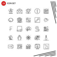 colección de 25 iconos vectoriales en estilo de línea símbolos de contorno perfecto de píxel para web y signos de icono de línea móvil sobre fondo blanco 25 iconos vector