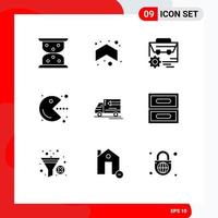 Stock Vector Icon Pack of 9 Line Signs and Symbols for delivery play gear game pacman Editable Vector Design Elements