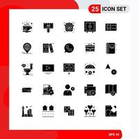 Pictogram Set of 25 Simple Solid Glyphs of ticket school signboard interior cupboard Editable Vector Design Elements