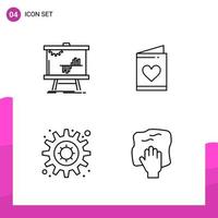 Outline Icon set Pack of 4 Line Icons isolated on White Background for responsive Website Design Print and Mobile Applications vector