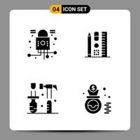 4 Black Icon Pack Glyph Symbols Signs for Responsive designs on white background 4 Icons Set vector